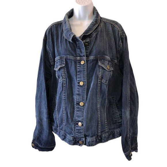 TORRID Women's Plus Size 3 Stretch Denim Trucker Jean Jacket Blue Button Up - Picture 1 of 13